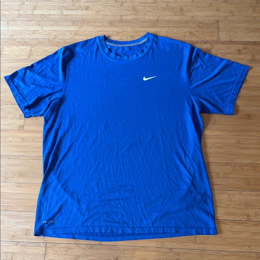 Nike Shirt Men Large Blue Dri-Fit Outdoors Sports Moisture Wicking Gym Workout